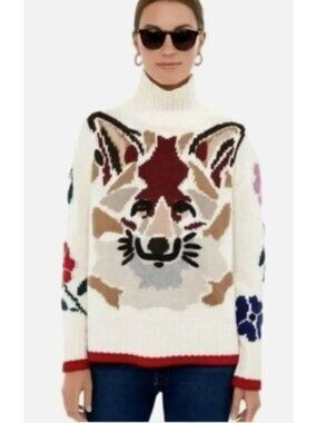Tuckernuck  Oversized XS Fox Floral Knit Pullover Sweater Wool Blend New